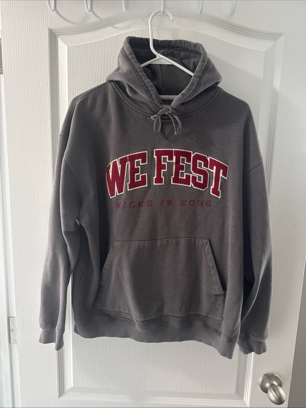 Men's Gray Hoodie with Maroon Logo Accent